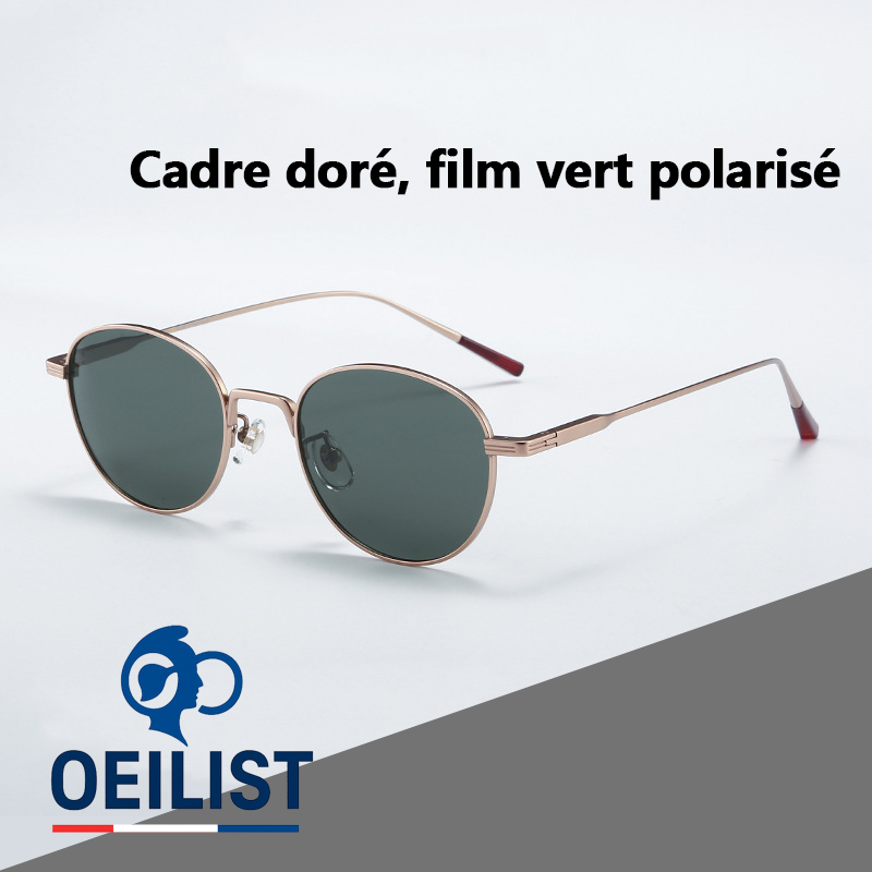 Lunettes de soleil rétro rondes en métal doré