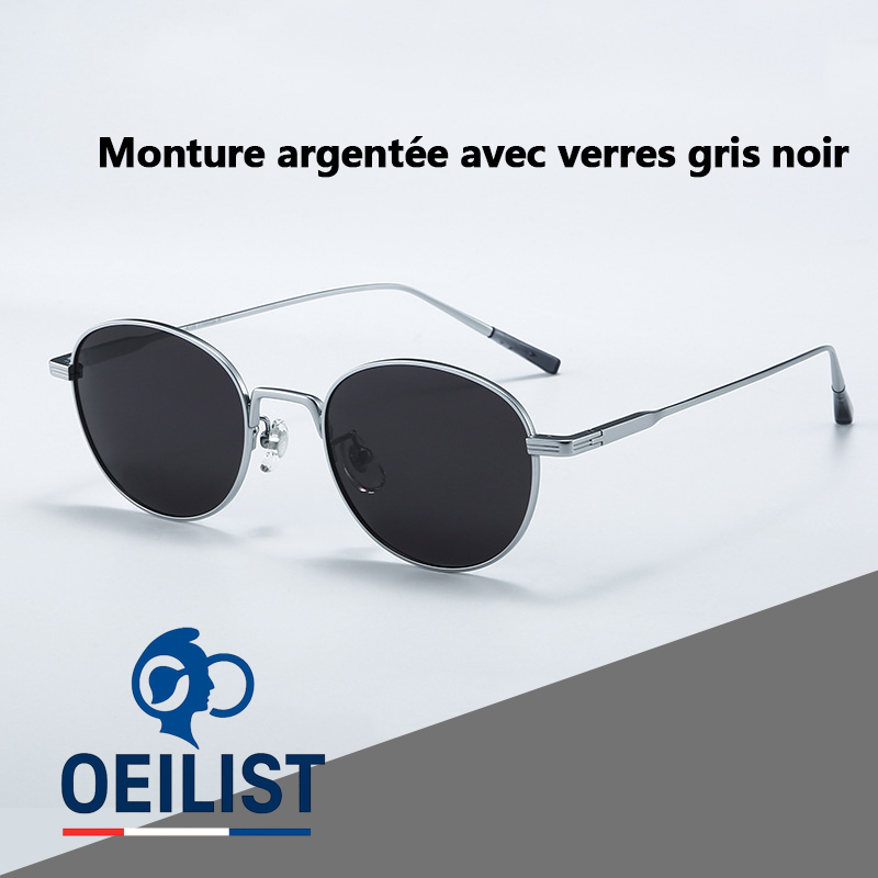 Lunettes de soleil rétro rondes en métal doré